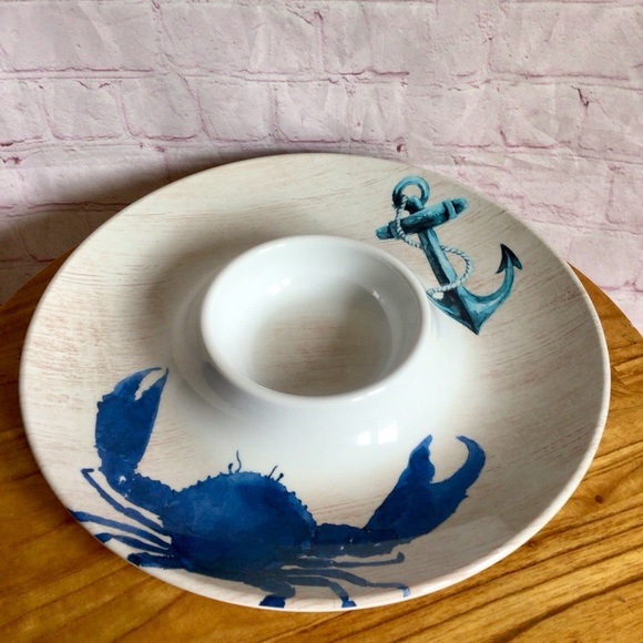 Nautical Blue Anchor and Crab Melamine Serveware Set - Picture 3 of 11